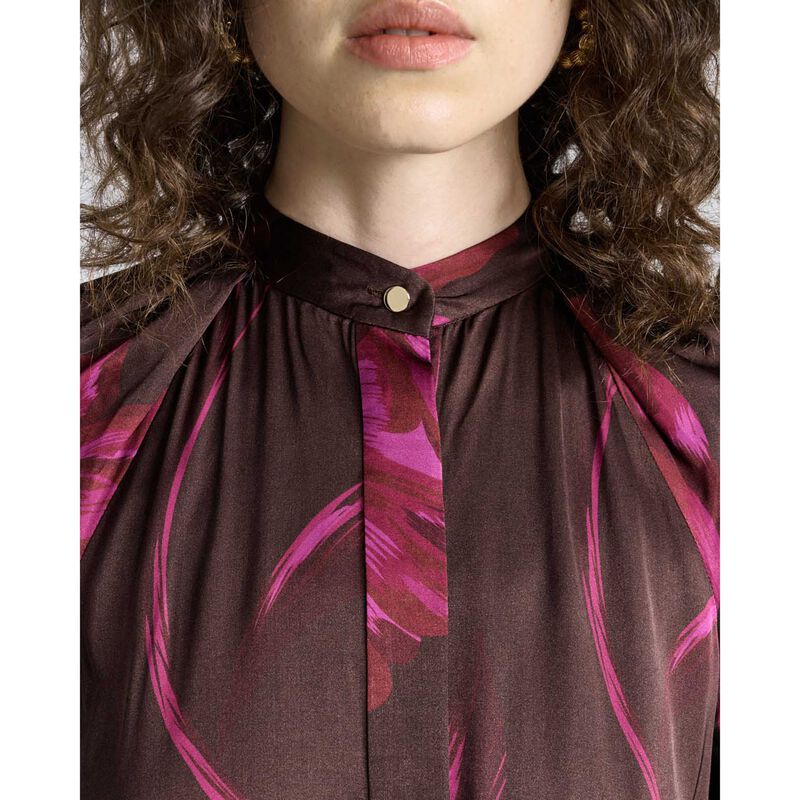 Cue Chocolate Oversized Floral Belted Midi Dress image number 2